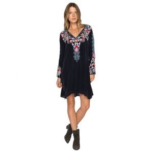 Johnny Was Black Tanyah Tunic Dress Long Sleeve Floral Embroidery Size Small